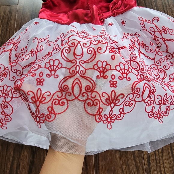 Jona Michelle Toddler Girl Special Occasion Dress Embroidery Red Wine White Sz 2 - Picture 3 of 13